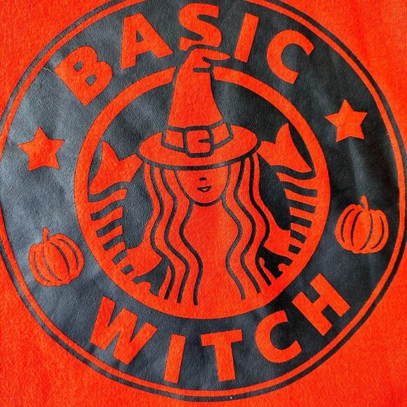 SheShow Basic Witch Sweatshirt Medium Orange  Halloween Starbucks Mermaid NWOT - Picture 2 of 12